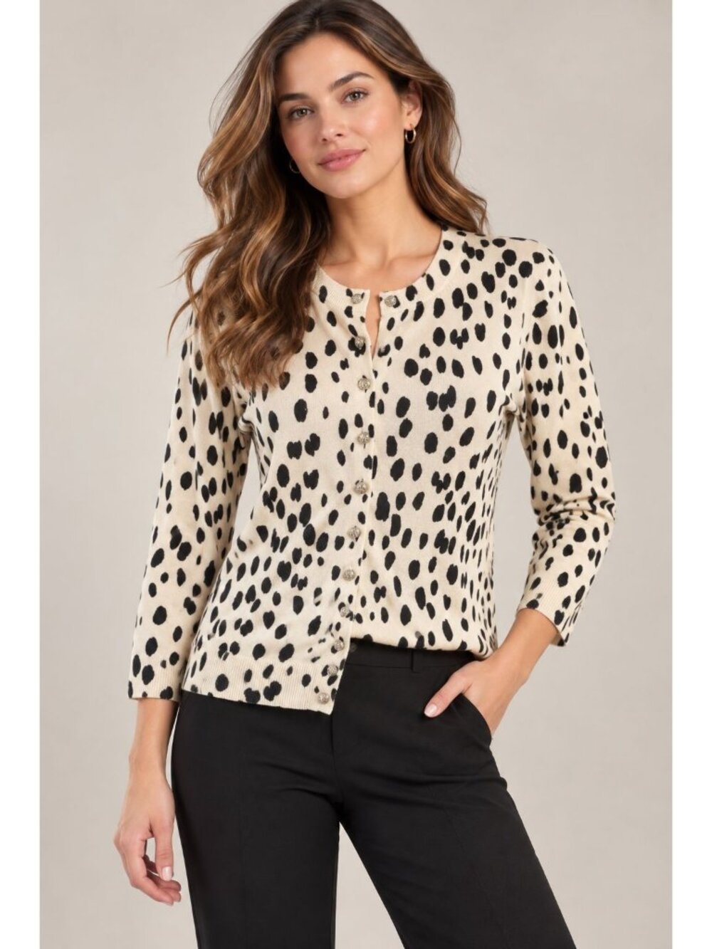 Banana Republic Silk Metal Button Animal Print Cardigan Size S Office Wear City